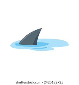 Dangerous marine animal shark fin under water with waves. Predatory fish. Vector illustration