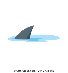 Dangerous marine animal shark fin under water with waves. Predatory fish. Vector illustration