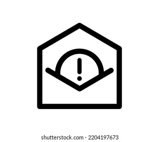 Dangerous Message. Email Error Vector Logo Icon. Envelope With Exclamation Mark. Sign And Alert Error, Alarm Danger Symbol. Letter Mail, Warning Caution, Danger Monoline.