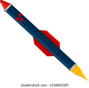 Misil peligroso, ilustración, vector sobre fondo blanco.