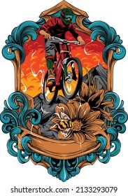 dangerous mountain bike sport illustration