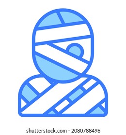dangerous mummy vector blue outline icon.