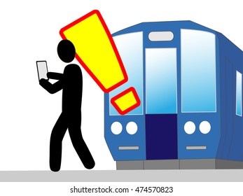 It is dangerous to operate a smartphone while walking at the home of the station.
