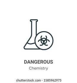 Dangerous outline vector icon. Thin line black dangerous icon, flat vector simple element illustration from editable chemistry concept isolated on white background