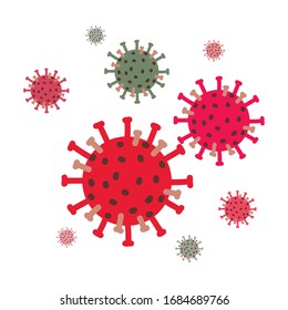 Gefährliche pathogene Bakterien des Coronavirus-Virus fliegen und verursachen eine Epidemie einer Pandemie bei Menschen, Vektorillustration-Illustrationslinie doodle
