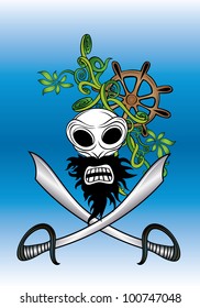 Dangerous pirate thief with weapons