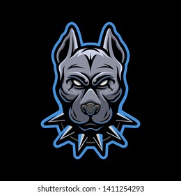 dangerous pitbull head mascot vector