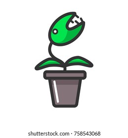 Dangerous plant with sharp teeth in clay pot
