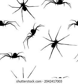 Vector peligroso de araña venenosa. Dibujo de contorno de fondo vectorial de una araña. Silueta araña sin costuras. Diseño vectorial simple araña de miedo en blanco y negro