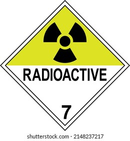 Dangerous radioactive hazard placards class 7. Safety signs and symbols.