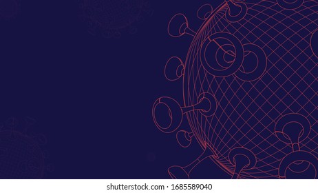 Dangerous Red Corona Virus Pandemic ,3D Vector Line Art Illustration Background