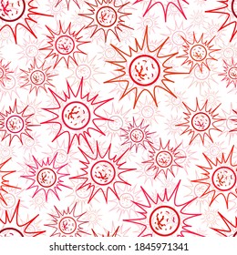 A lot of dangerous red virus cells, modern seamless pattern on white