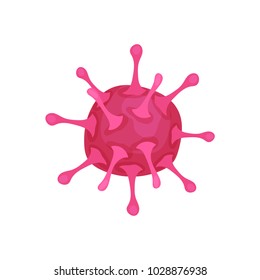 Dangerous round-shaped virus or bacteria under microscope. Concept of molecular medicine. Flat vector element for infographic, medical poster or book