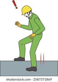 Dangerous scenes at work sites. Illustration of a worker slipping off the floor