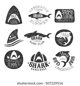 Dangerous Shark Surf Club Set Of Black And White Prints