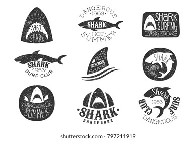 Dangerous Shark Surf Club Set Of Black And White Prints