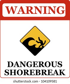 Dangerous shorebreak warning sign. Vector