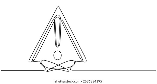 Dangerous sign line continuous drawing vector. One line dangerous sign vector background, Danger Sign Caution, Stop Alert Attention Continuous One Line Illustration, Alert Warning Sign Exclamation. 
