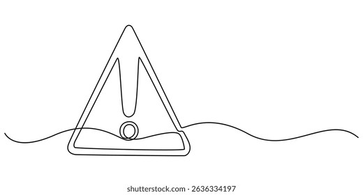 Dangerous sign line continuous drawing vector. One line dangerous sign vector background, Danger Sign Caution, Stop Alert Attention Continuous One Line Illustration, Alert Warning Sign Exclamation. 