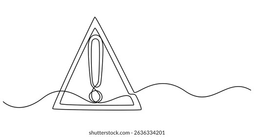 Dangerous sign line continuous drawing vector. One line dangerous sign vector background, Danger Sign Caution, Stop Alert Attention Continuous One Line Illustration, Alert Warning Sign Exclamation. 