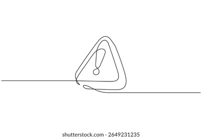 Vetor de desenho contínuo de linha de sinal perigoso. Vetor de sinal perigoso de uma linha, Parar atenção de alerta Ilustração contínua de uma linha. Um sinal de perigo de arte. Ilustração gráfica