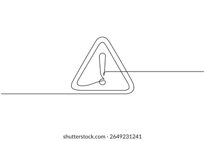Vetor de desenho contínuo de linha de sinal perigoso. Vetor de sinal perigoso de uma linha, Parar atenção de alerta Ilustração contínua de uma linha. Um sinal de perigo de arte. Ilustração gráfica