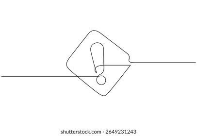 Vetor de desenho contínuo de linha de sinal perigoso. Vetor de sinal perigoso de uma linha, Parar atenção de alerta Ilustração contínua de uma linha. Um sinal de perigo de arte. Ilustração gráfica