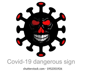 Dangerous signs in virus outline , Vector caution icon , Concept of pandemic stop Novel Coronavirus outbreak covid-19