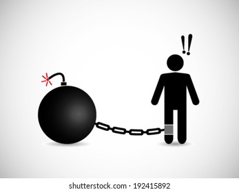 Dangerous Situation - Chained By Bomb Illustration