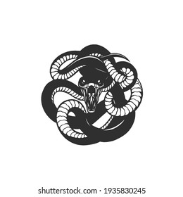The dangerous snake. Can be used as a sketch of a tattoo.