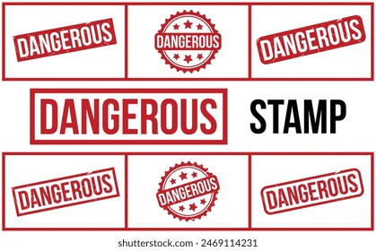 Dangerous Stamp. Red Dangerous set Rubber grunge Stamp