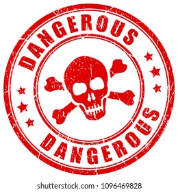 Dangerous substance red vector stamp illustration isolated on white background