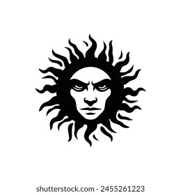 Dangerous summer sun with naughty face silhouette illustration