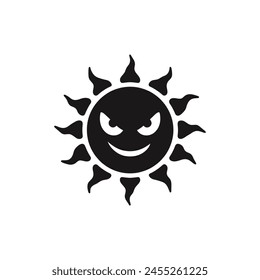 Dangerous summer sun with naughty face silhouette illustration