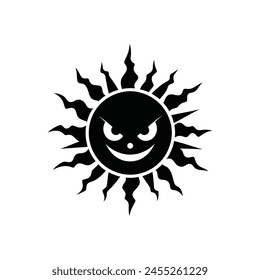 Dangerous summer sun with naughty face silhouette illustration