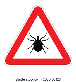 Dangerous tick area warning sign, vector design