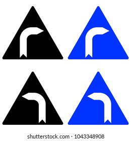 Dangerous turn right and left. Road sign