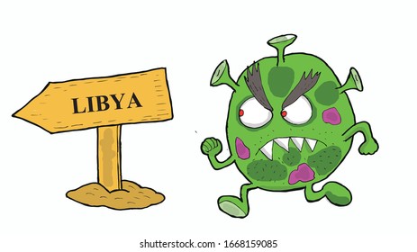 dangerous virus came to libya. vector illustration.