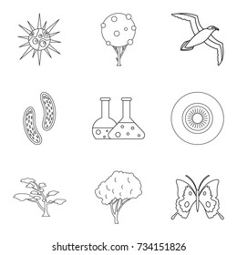 Dangerous virus icons set. Outline set of 9 dangerous virus vector icons for web isolated on white background