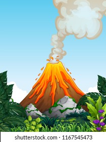 A dangerous volcano eruption illustration