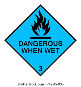 Dangerous when wet diamond with flames symbol