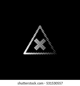 dangerous - white vector icon;  halftone illustration