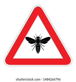 Dangerous wild bee area warning sign, vector design