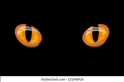 Dangerous wild wat eyes on black background, vector Illustration