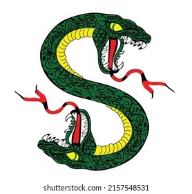 dangerously serpent model snake illustration for screen printing 