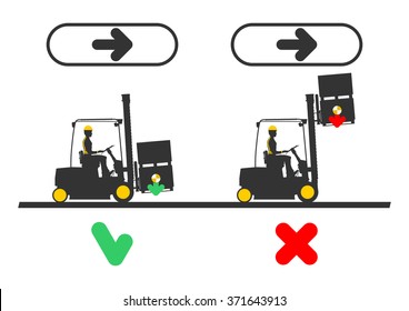 Dangers during operation a forklift. Flat vector infographic on a white background.