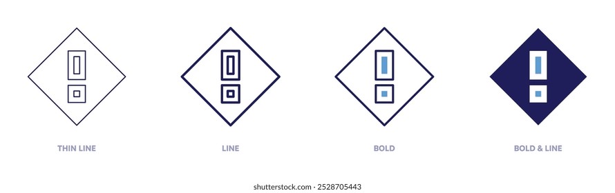Dangers icon in 4 different styles. Thin Line, Line, Bold, and Bold Line. Duotone style. Editable stroke.