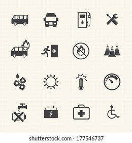 Dangers of public bus icons set. Vector flat design.