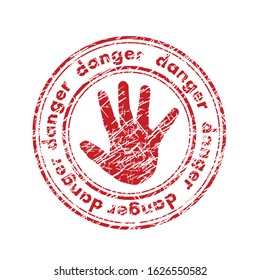 Dangers of red stamp text isolated