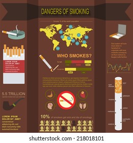 Dangers of smoking, infographics elements. Vector illustration